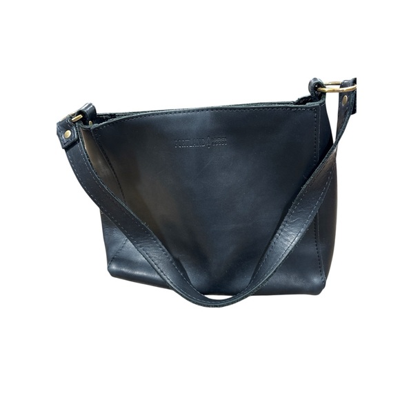 Portland Leather Black Triangle Shoulder Bag - Picture 2 of 4